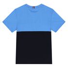 Boys Blue & Navy Blue Logo T-Shirt, 1, hi-res