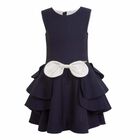 Girls Navy Sleeveless Dress, 1, hi-res