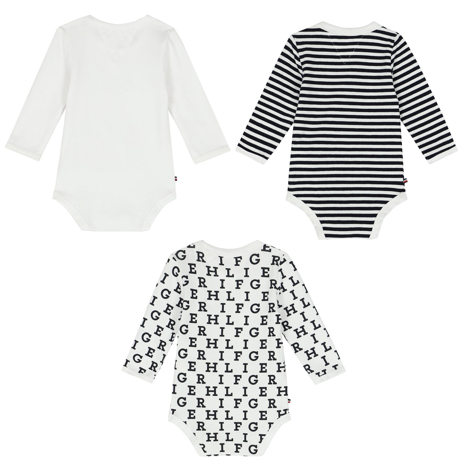 Baby Boys White & Navy Blue Logo Bodysuits (3-Pack), 1, hi-res image number null