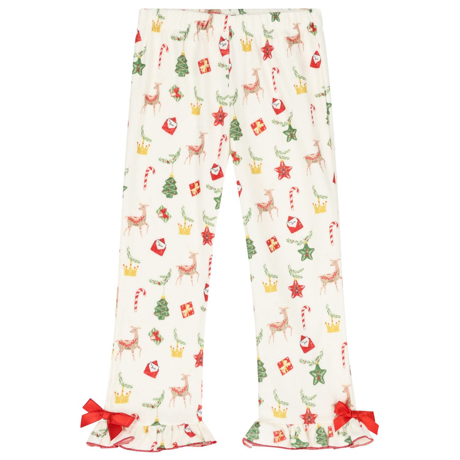 Girls Ivory & Red Ruffled Pyjamas, 1, hi-res