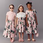 Girls Pink Rose Pleated Skirt, 1, hi-res