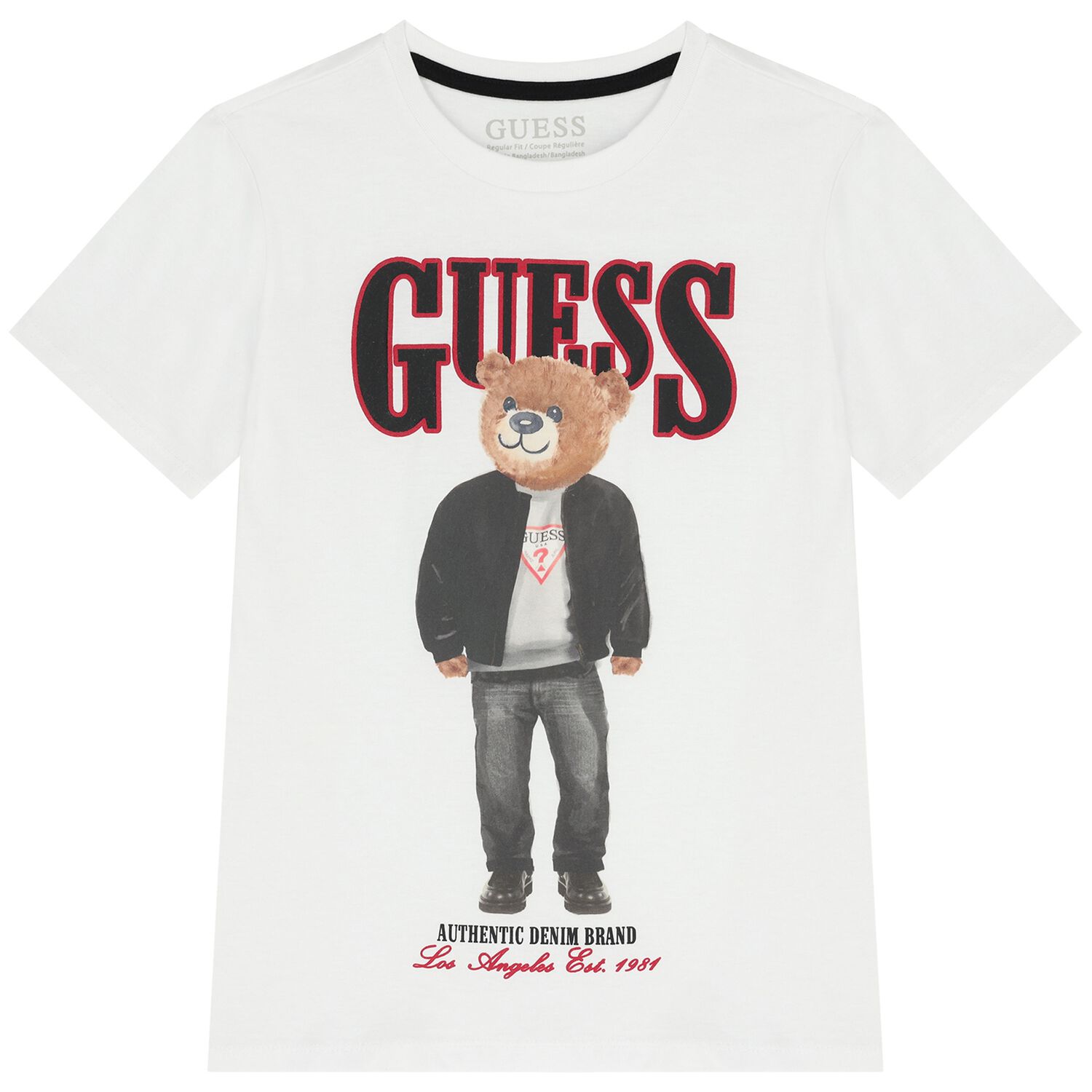 Boys White Teddy Bear Logo T-Shirt, 2, hi-res