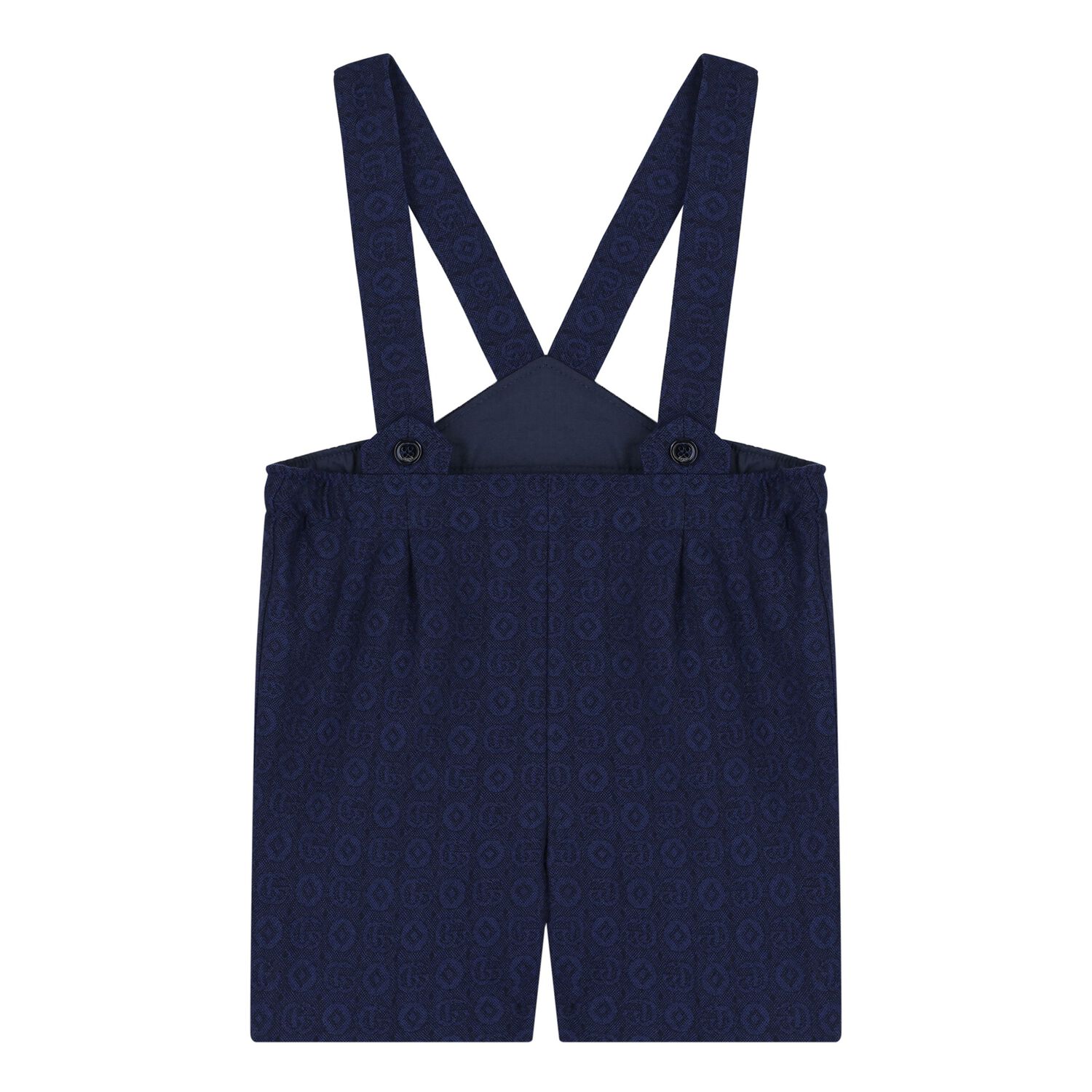 Baby Boys Navy Blue Jacquard Dungaree, 1, hi-res