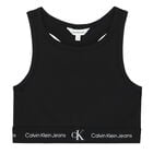 Girls Black Logo Sleeveless Top, 1, hi-res