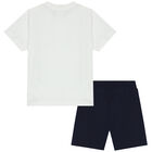 Younger Boys White & Navy Blue Set, 2, hi-res