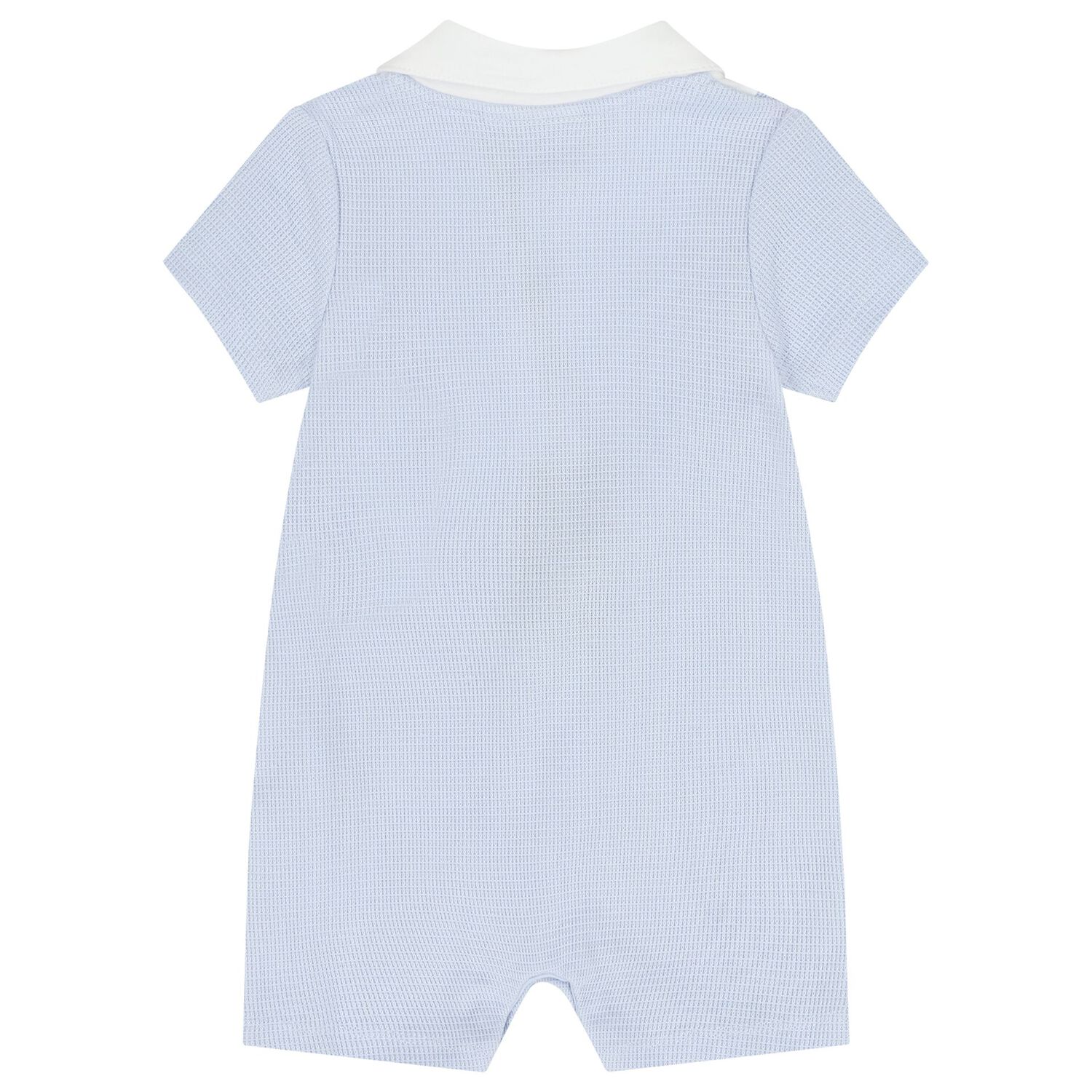 Baby Boys White & Blue Romper, 1, hi-res