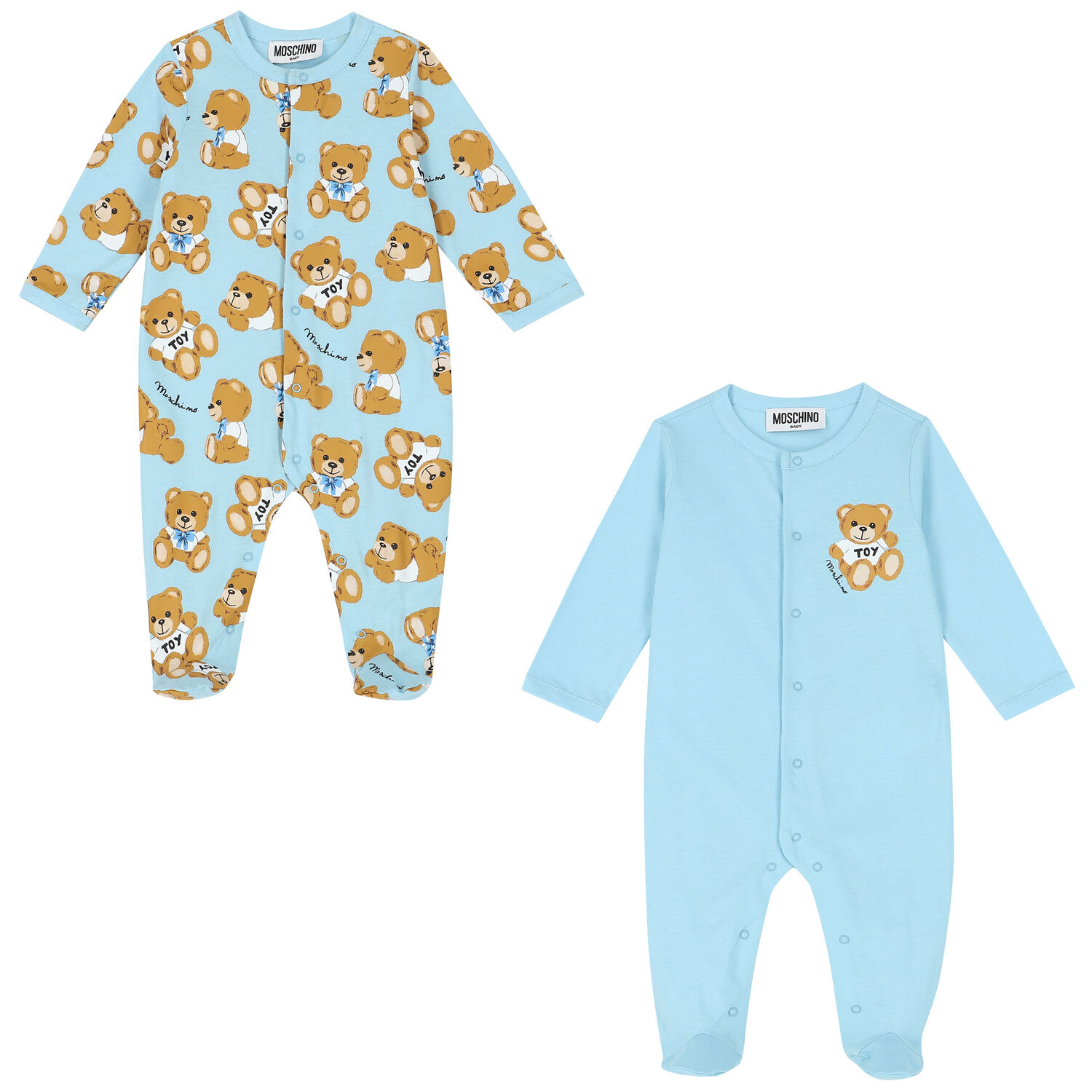 Blue Teddy Logo Babygrows ( 2-Pack ), 1, hi-res