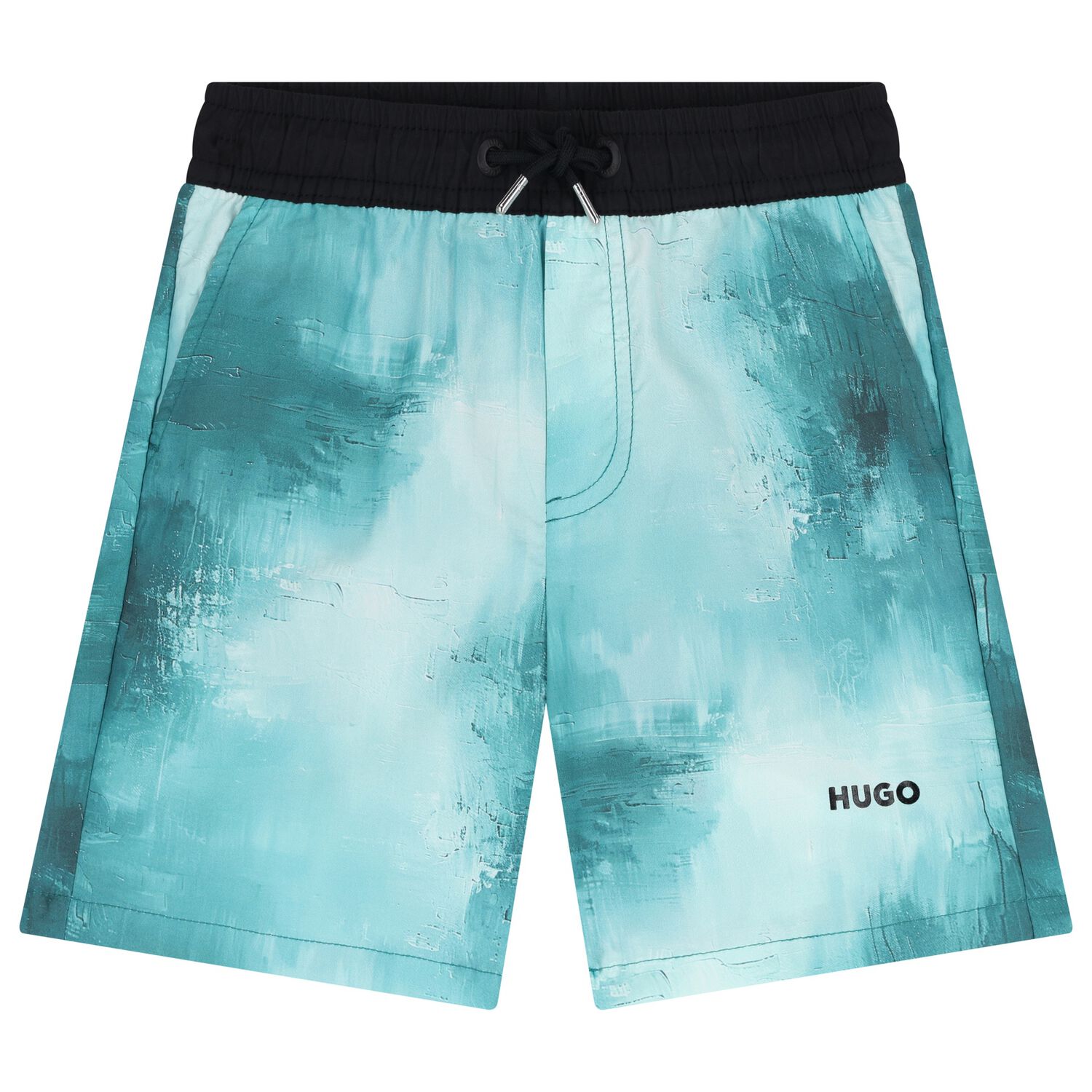 Boys White & Blue Logo Shorts, 1, hi-res