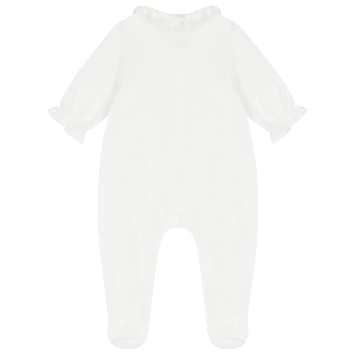 Baby Girls White Embroidered Babygrow, 1, hi-res