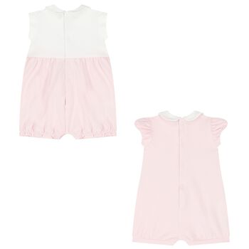 Baby Girls Pink Cotton Rompers ( 2-Pack )