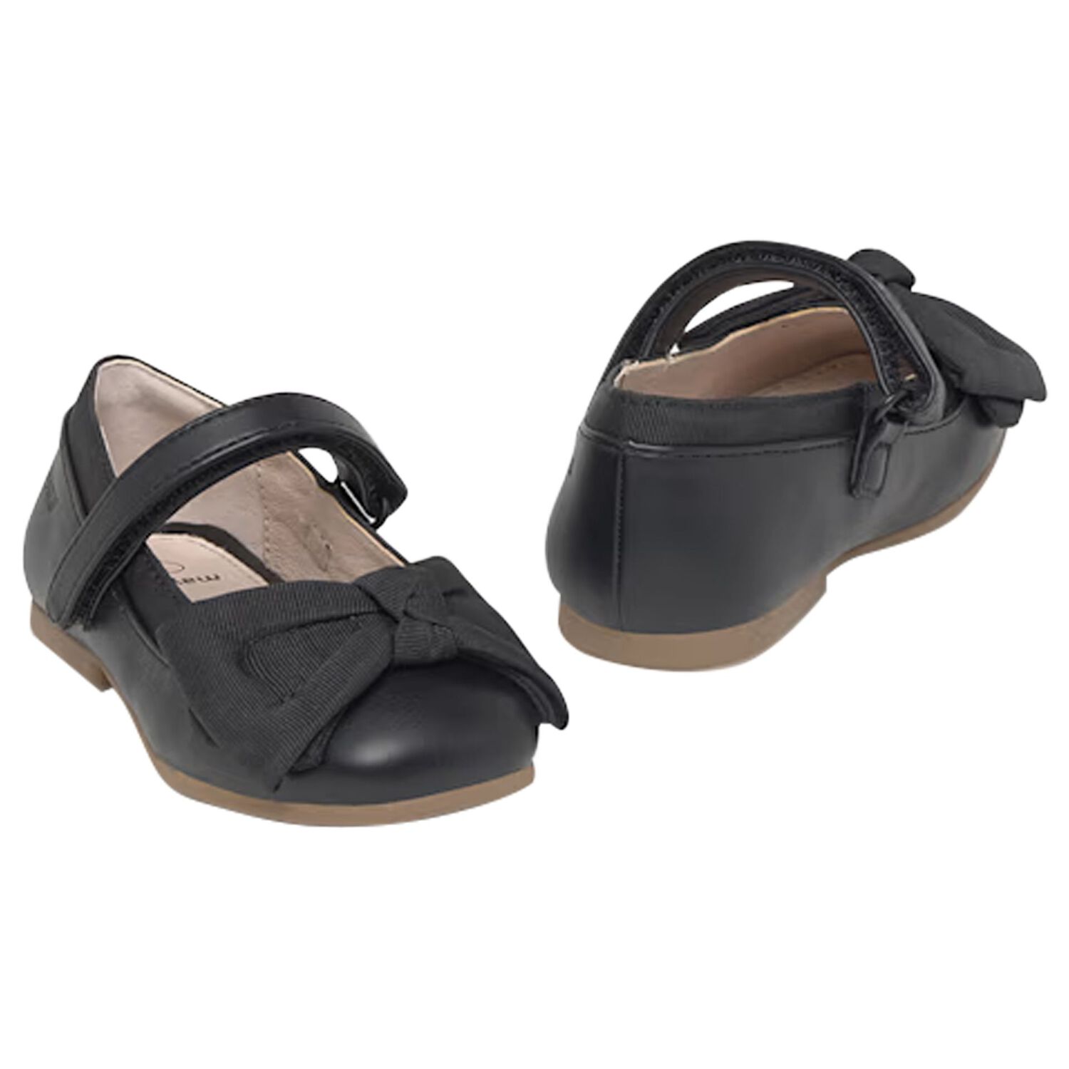 Younger Girls Black Flower Shoes, 1, hi-res