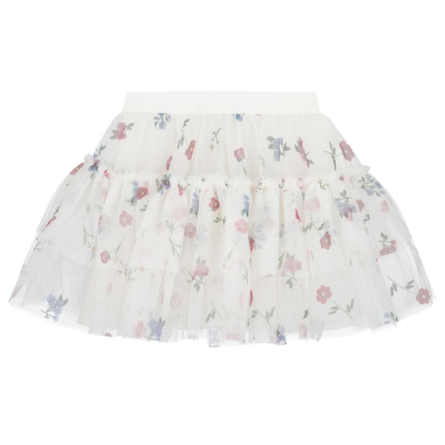 Girls White Tulle Floral Skirt, 1, hi-res image number null