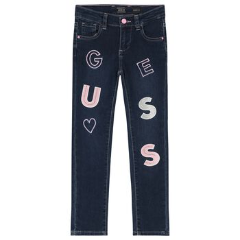 Girls Blue Logo Denim Jeans