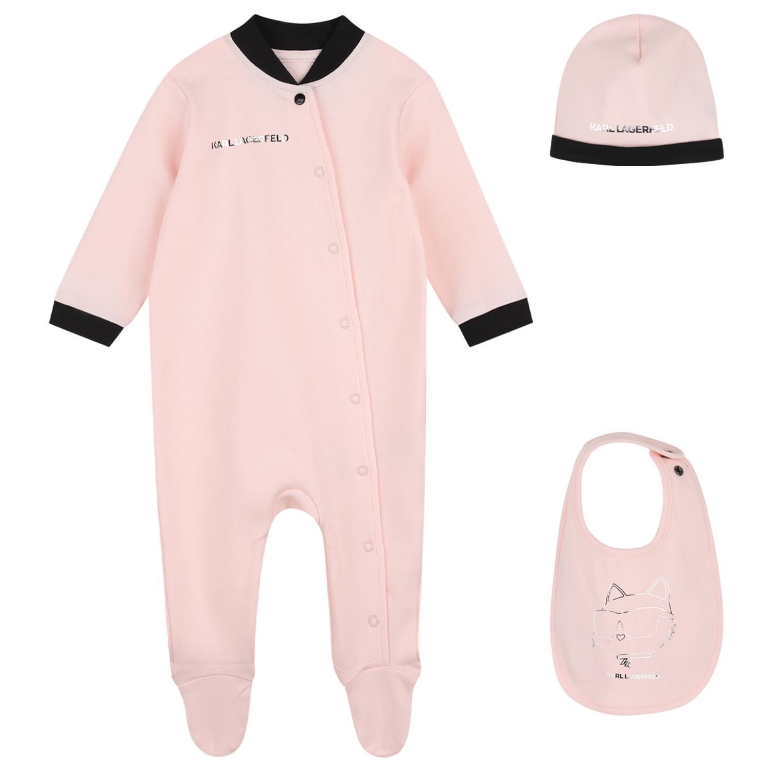 Baby Girls Pink Choupette Babygrow Gift Set, 1, hi-res