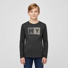 Boys Grey Logo Long Sleeve Top, 6, hi-res