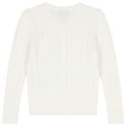 Girls Ivory Logo Cable Knit Cardigan, 1, hi-res