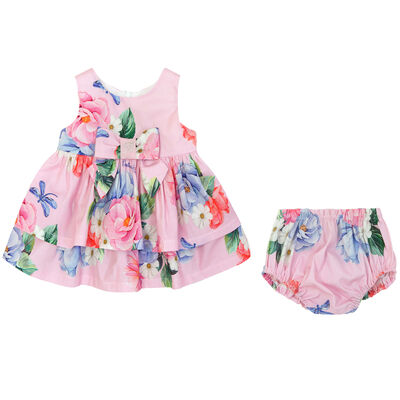 Baby Girls Pink Floral Dress Set