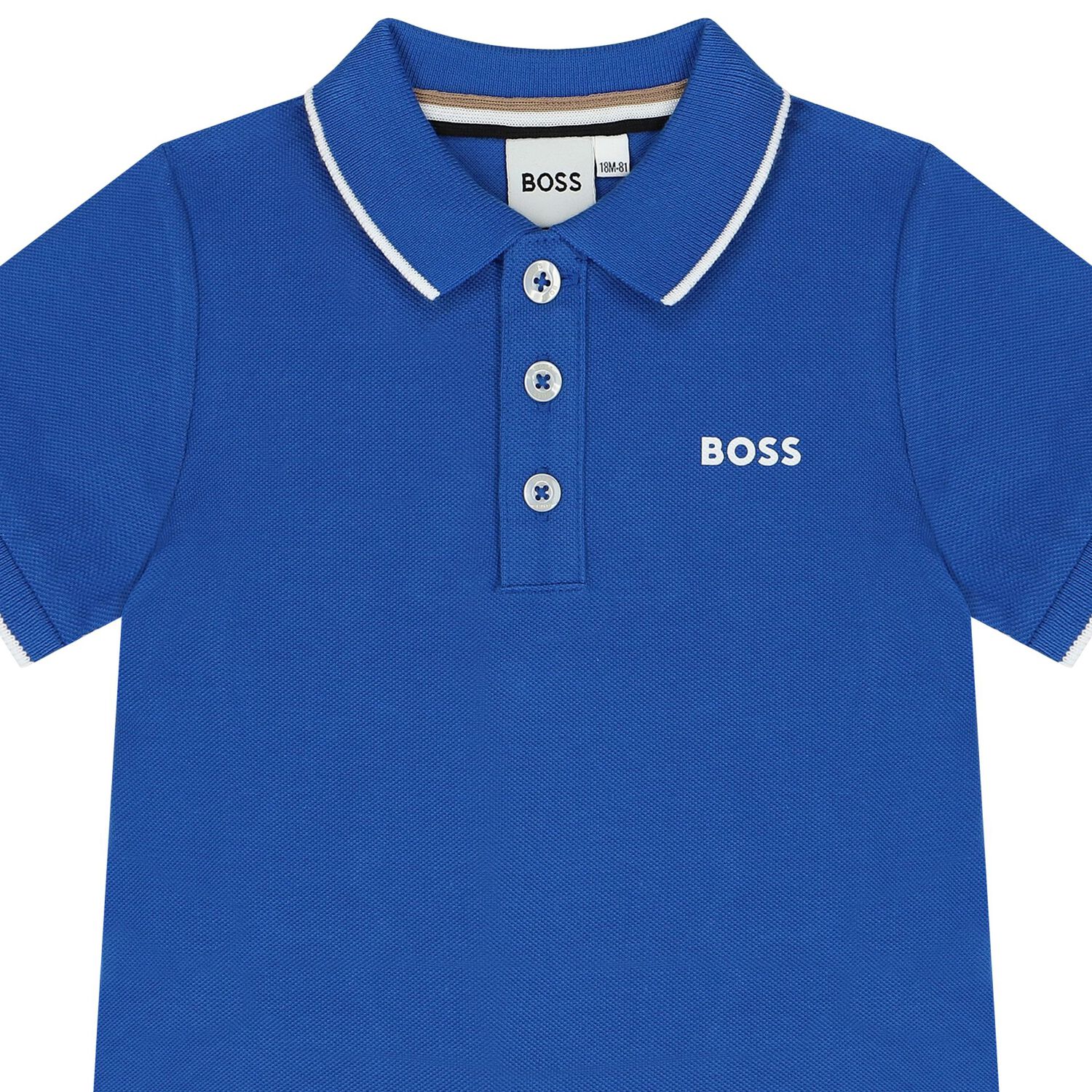 Younger Boys Blue Logo Polo Shirt, 4, hi-res