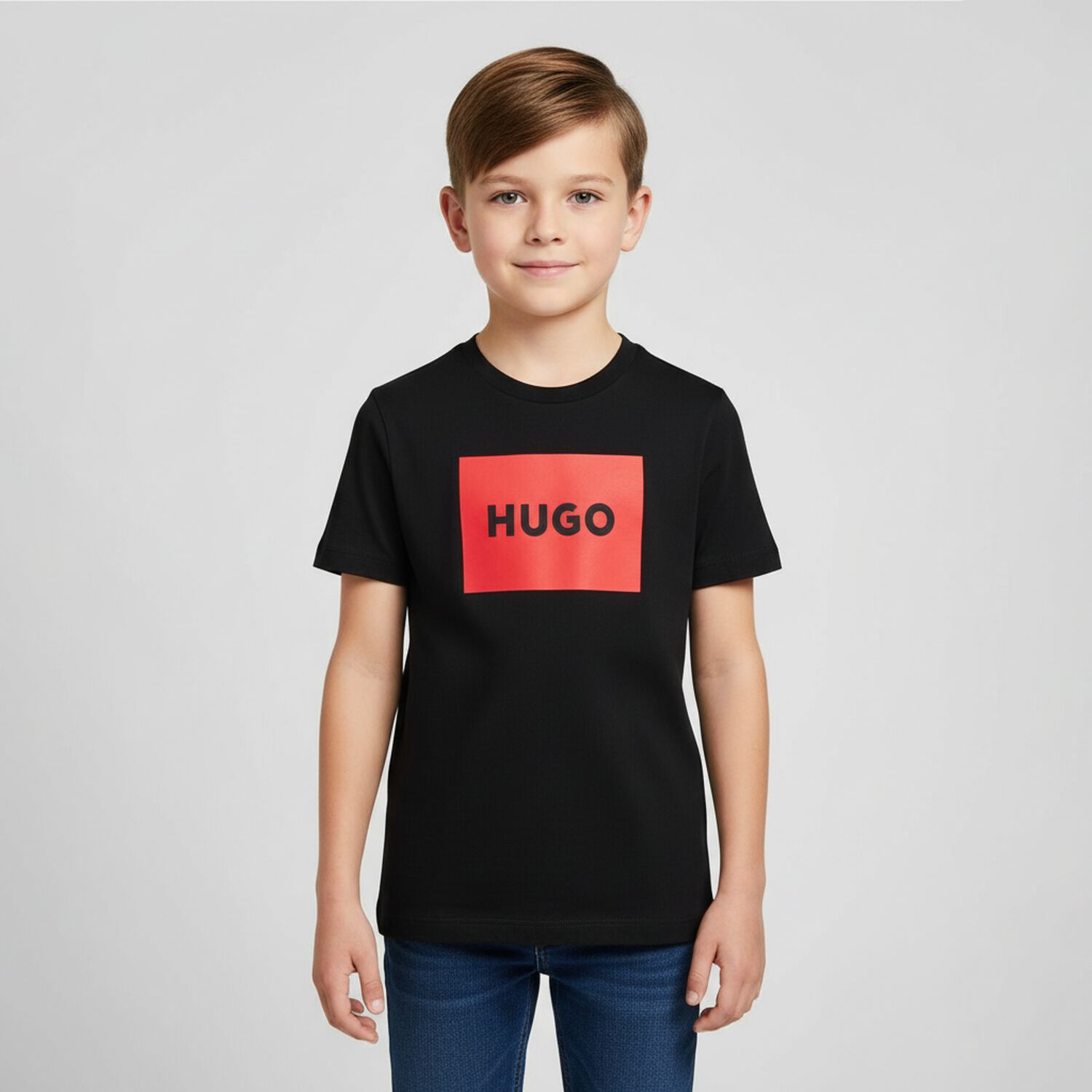 Boys Black Logo T-Shirt , 1, hi-res