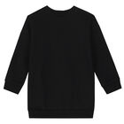 Girls Black Logo Sweatshirt Dress, 1, hi-res