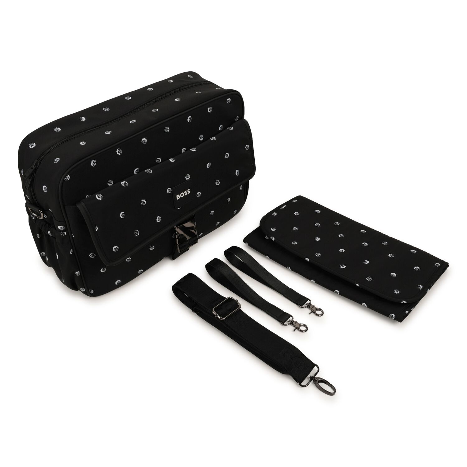 Black Logo Baby Changing Bag, 1, hi-res image number null