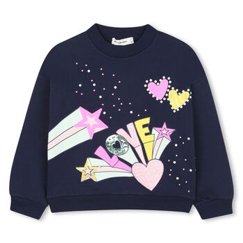 BILLIEBLUSH Girls Navy Blue Embellished Sweatshirt , 1 Girls Navy Blue Embellished Sweatshirt