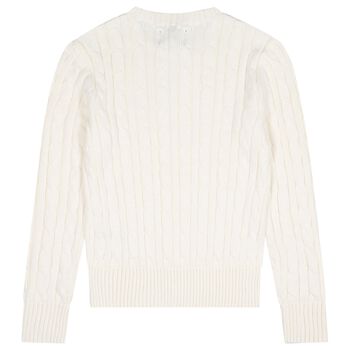 Girls Ivory Logo Cable Knit Jumper