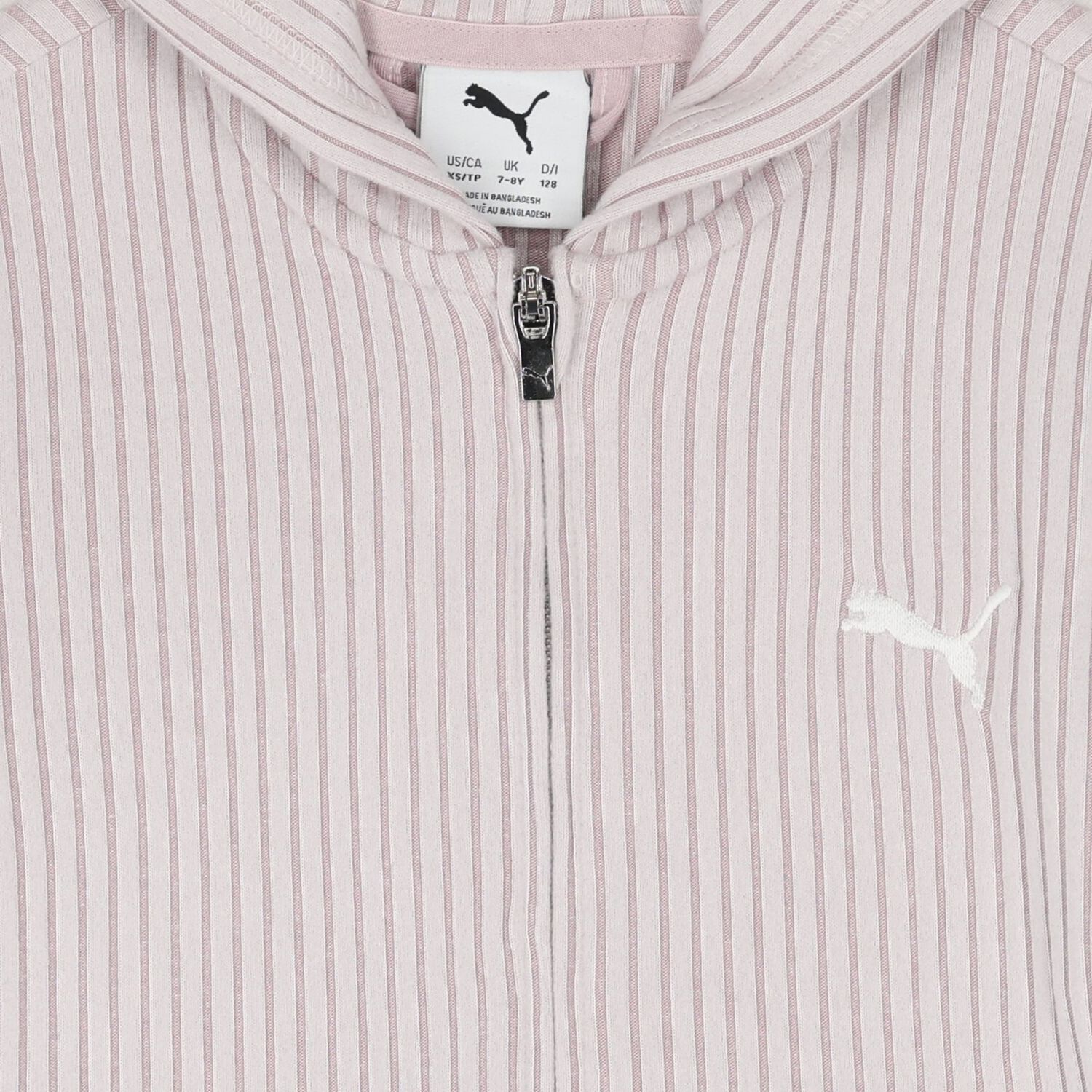 Girls Pink Ribbed Logo Hooded Zip Up Top, 1, hi-res