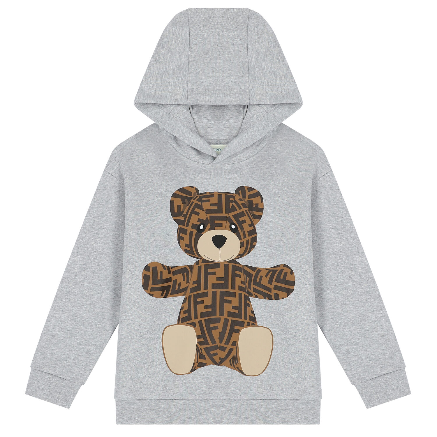 Grey Teddy Logo Hooded Top, 1, hi-res