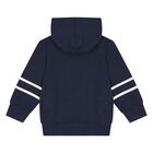 Younger Boys Navy Blue Logo Hooded Zip Up Top, 1, hi-res