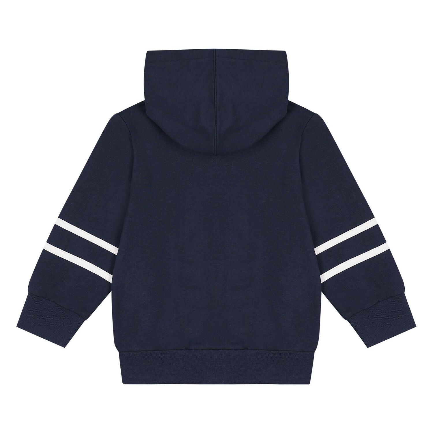 Younger Boys Navy Blue Logo Hooded Zip Up Top, 1, hi-res