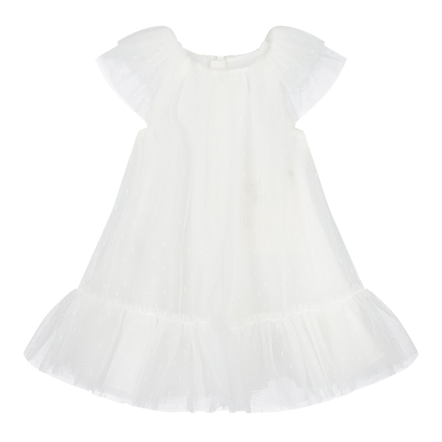 Baby Girls White Tulle dress, 2, hi-res