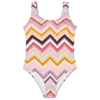 Girls Multi-Coloured Zig Zag Swimsuit