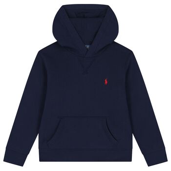Boys Navy Blue Logo Hooded Top