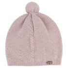 Baby Girls Pink Logo Knitted Hat, 3, hi-res