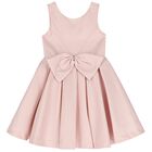 Girls Pink Bow Dress, 1, hi-res
