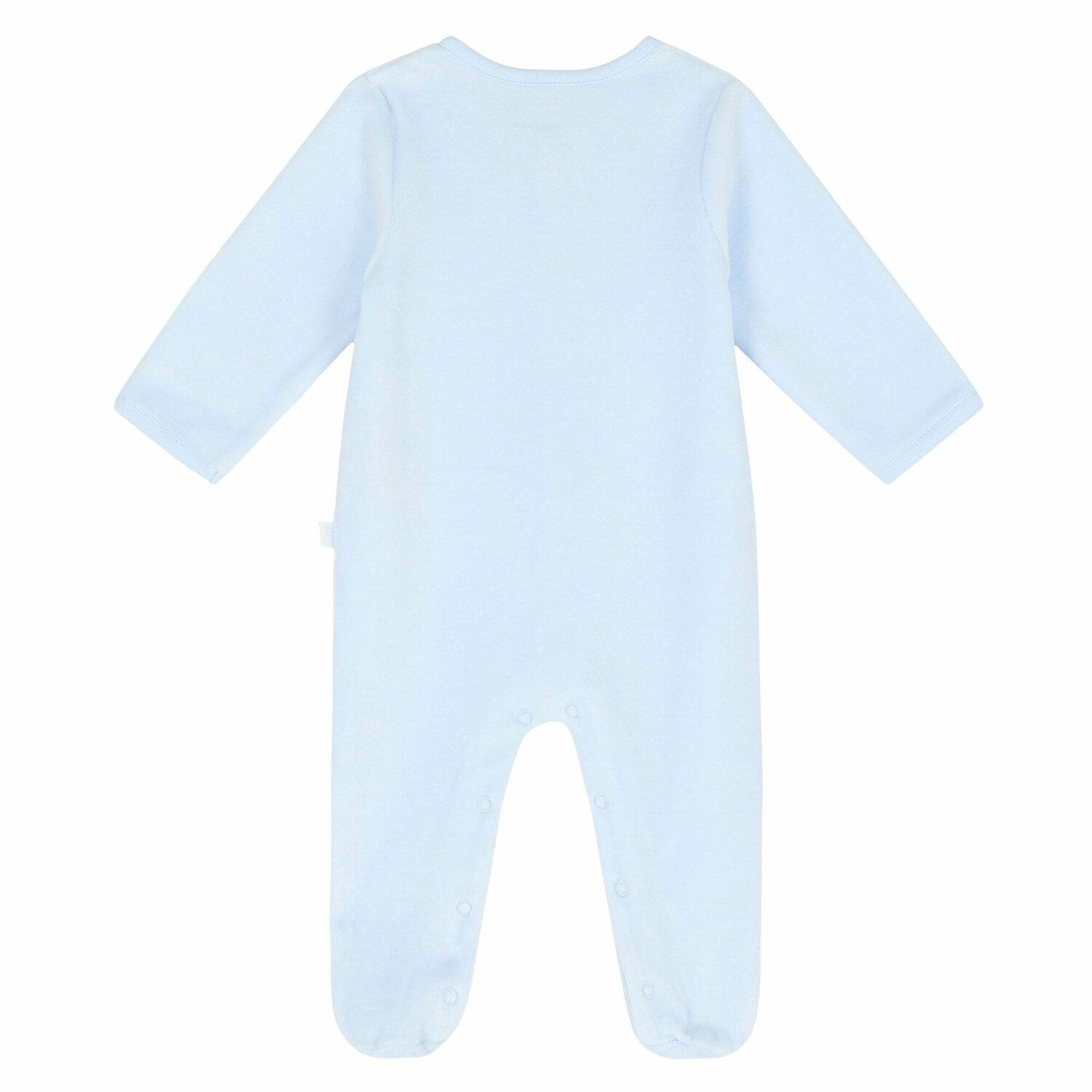 Boys Blue Velour Babygrow, 1, hi-res