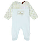 Boys Blue, Ivory & Gold Logo Babygrow & Hat Set, 1, hi-res