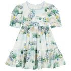 Girls White & Blue Floral Dress, 1, hi-res
