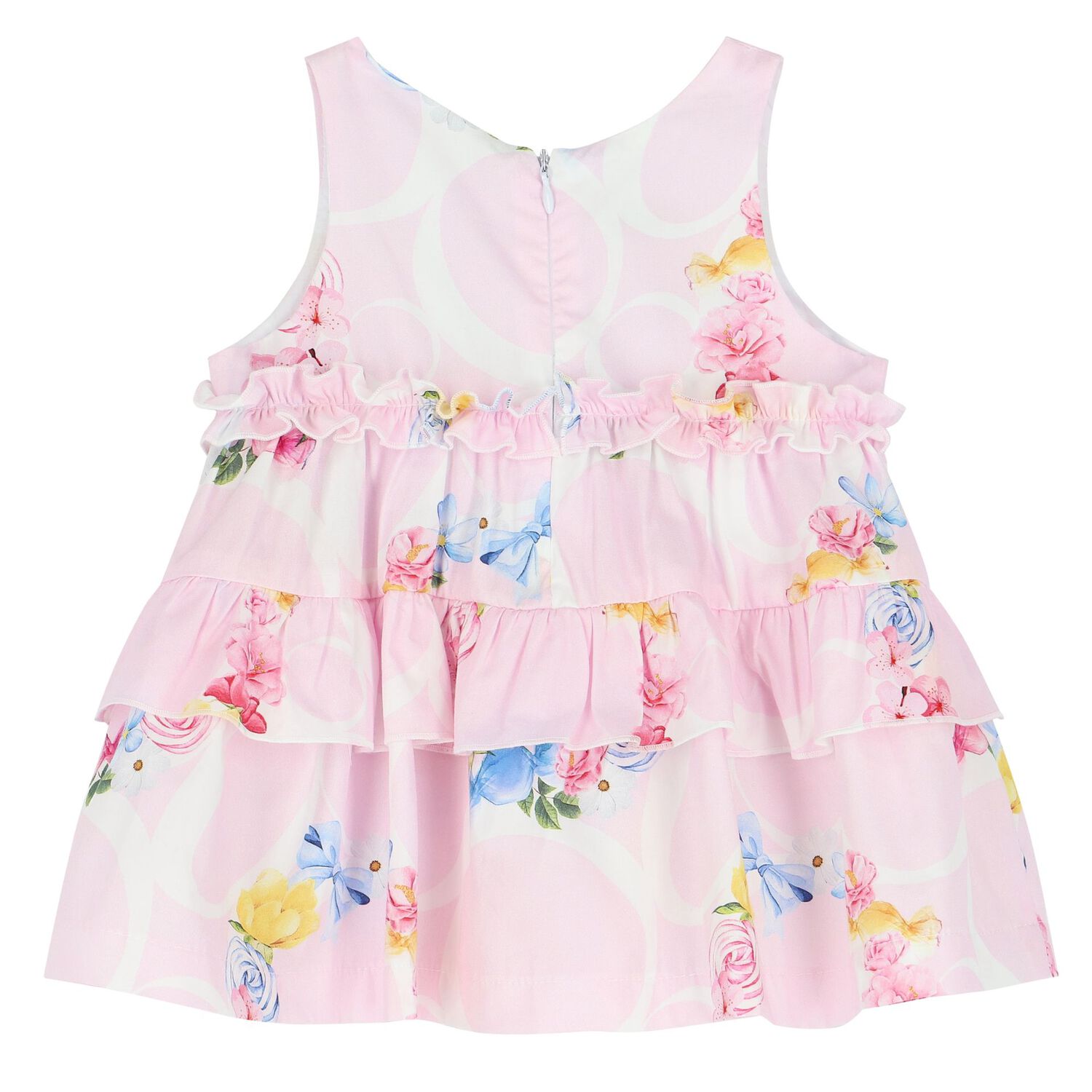 Baby Girls Pink Ruffled Floral Dress Set, 1, hi-res
