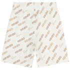 Ivory & Beige Logo Shorts, 1, hi-res