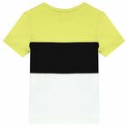 Boys Neon Yellow, Black & White Logo T-Shirt, 1, hi-res