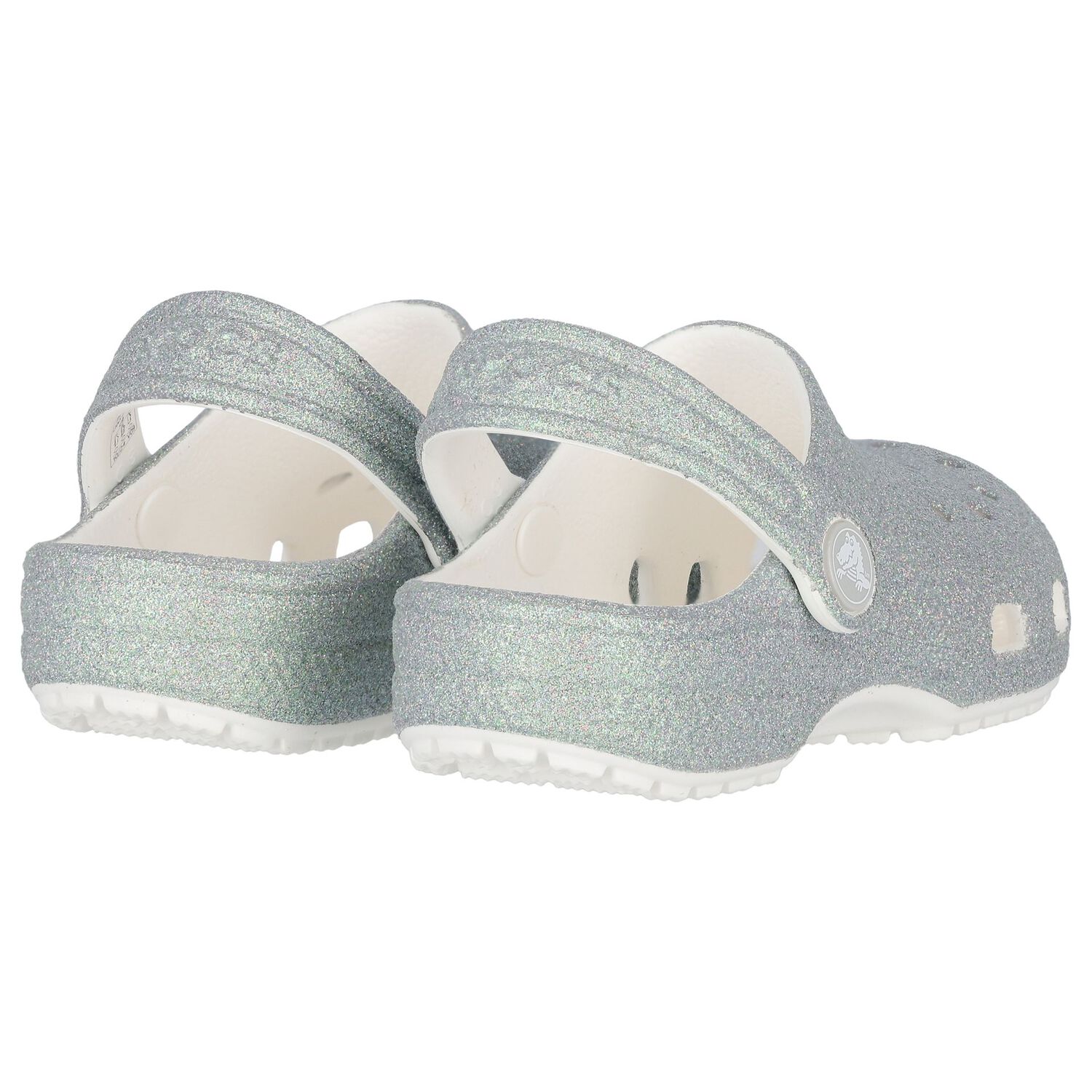 Girls Silver Iridescent Glitter Classic Clogs Sandals, 1, hi-res image number null