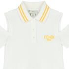 Girls White & Yellow FF Logo Polo Dress, 1, hi-res