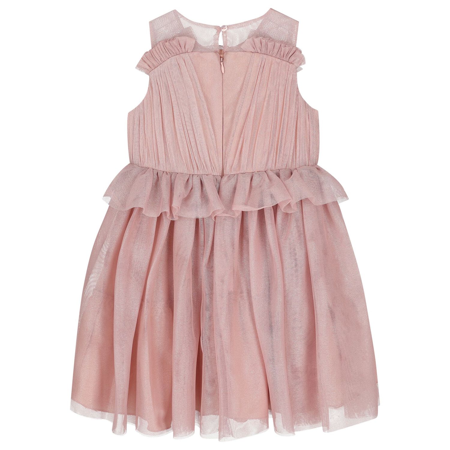 Girls Pink Ruffled Tulle Dress, 1, hi-res