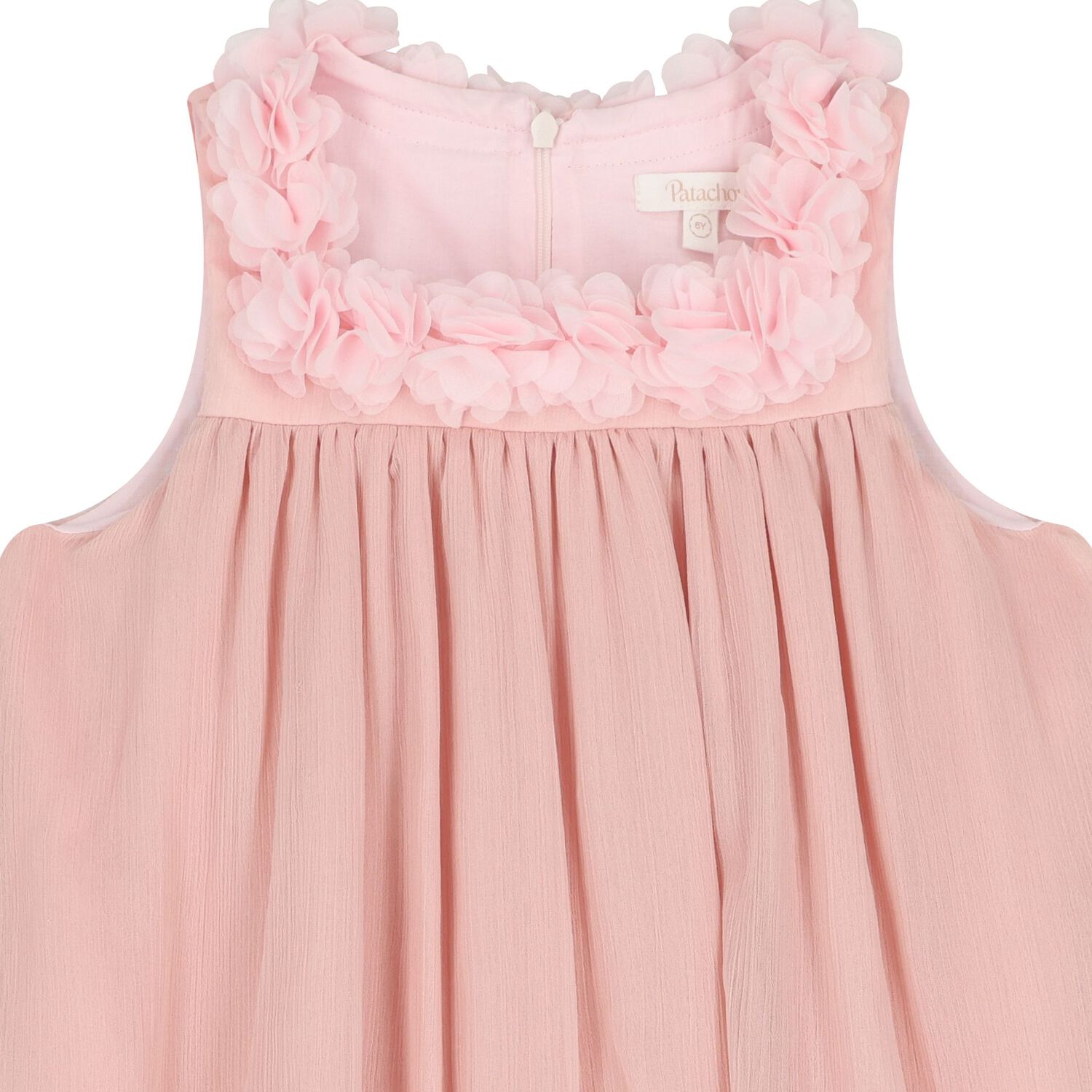 Girls Pink Flower Tiered Dress, 1, hi-res
