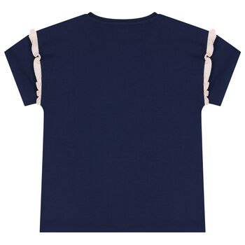Girls Navy Blue Teddy Bear T-Shirt