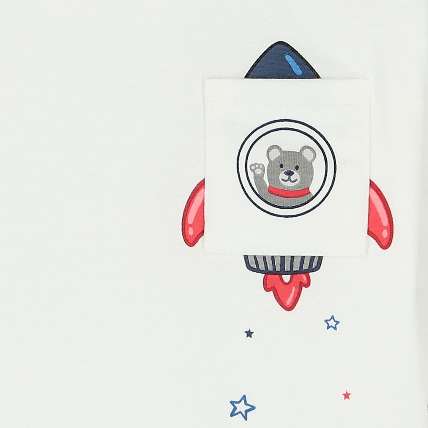 Younger Boys Ivory Space Rocket Long Sleeve Top, 1, hi-res