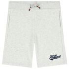 Boys Grey Logo Shorts, 2, hi-res
