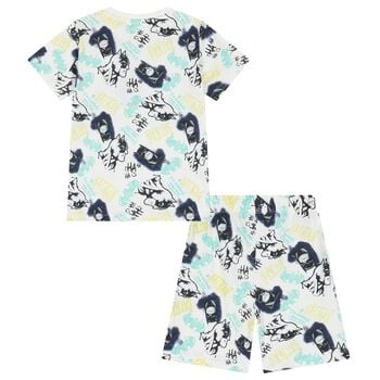Boys White Batman Logo Shorts Set